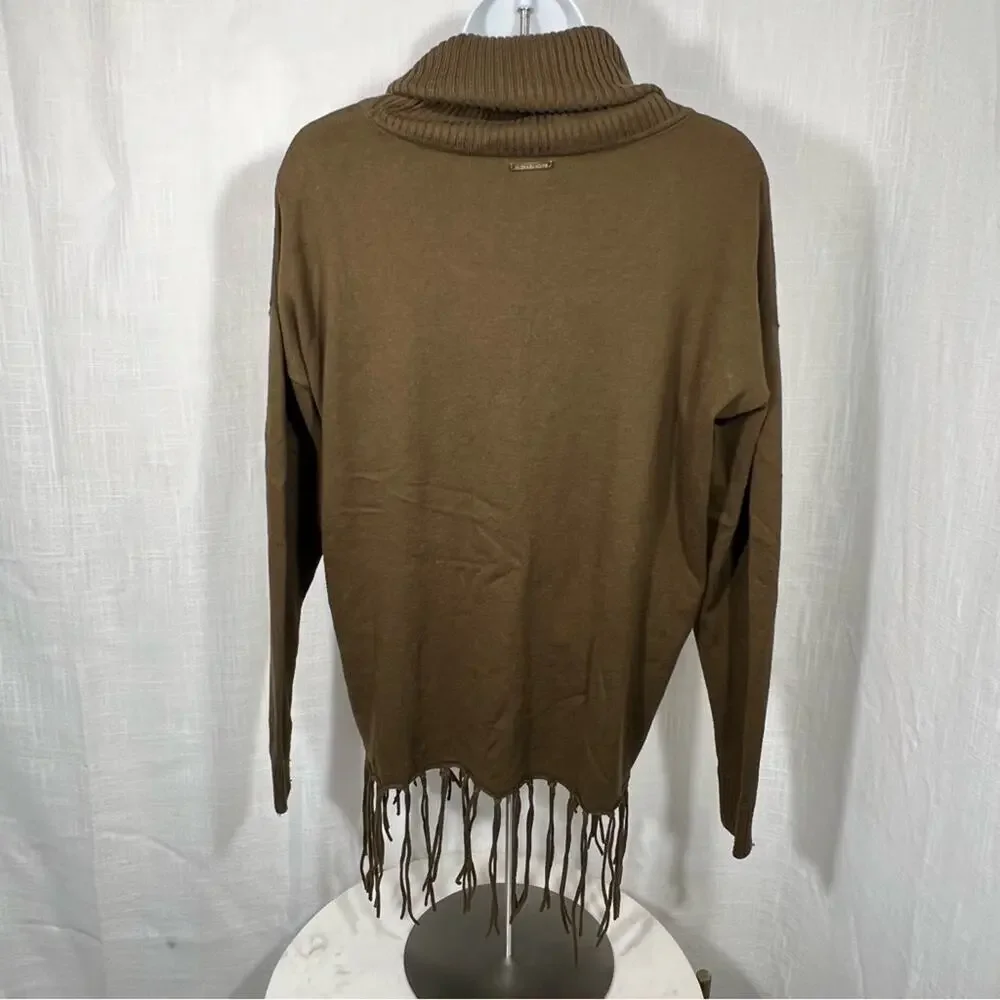 Michael Kors Fringed Cowl Neck Soft Sweater Size Small